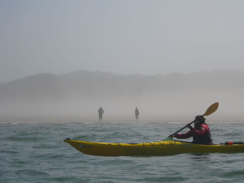 sea kayak in mist